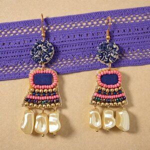 Boho Festival Style Handmade Beaded Statement Earrings Indian Artisan